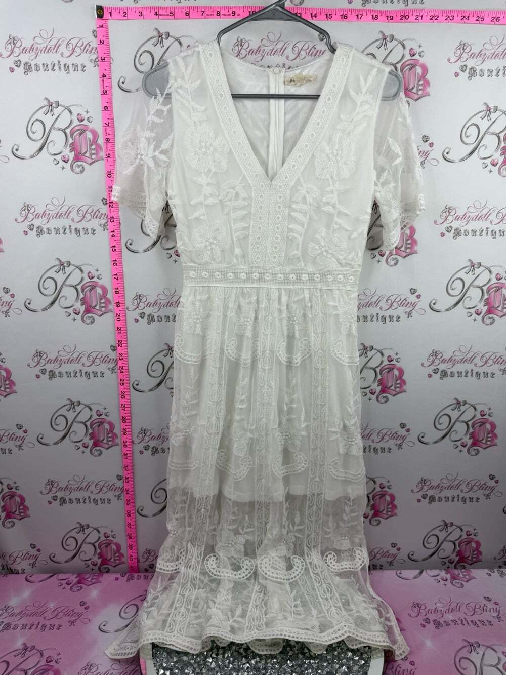 Rebellion dress White Embroidered V-Neck Maxi Dress